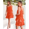 image:imageZESICA Womens 2026 Summer Boho Sleeveless Ruffle Mini DressOrange