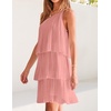image:imageZESICA Womens 2026 Summer Boho Sleeveless Ruffle Mini DressPink