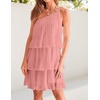 image:imageZESICA Womens 2026 Summer Boho Sleeveless Ruffle Mini DressPink