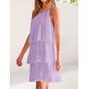 image:imageZESICA Womens 2026 Summer Boho Sleeveless Ruffle Mini DressPurple