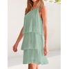 image:imageZESICA Womens 2026 Summer Boho Sleeveless Ruffle Mini DressSage
