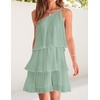 image:imageZESICA Womens 2026 Summer Boho Sleeveless Ruffle Mini DressSage