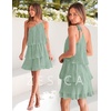 image:imageZESICA Womens 2026 Summer Boho Sleeveless Ruffle Mini DressSage