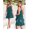 image:imageZESICA Womens 2026 Summer Boho Sleeveless Ruffle Mini DressTeal