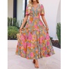 image:imageZESICA Womens 2026 Summer Floral Boho A Line Maxi DressesGreygreen
