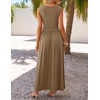 image:imageZESICA Womens 2026 Summer Sleeveless Pleated Maxi DressKhaki