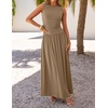 image:imageZESICA Womens 2026 Summer Sleeveless Pleated Maxi DressKhaki