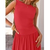 image:imageZESICA Womens 2026 Summer Sleeveless Pleated Maxi DressRed