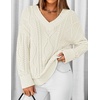 image:imageZESICA Womens Cable Knit Long Sleeve Oversized Sweaters Fall Pullover TopsApricot