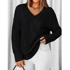 image:imageZESICA Womens Cable Knit Long Sleeve Oversized Sweaters Fall Pullover TopsBlack