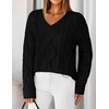 image:imageZESICA Womens Cable Knit Long Sleeve Oversized Sweaters Fall Pullover TopsBlack