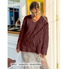 image:imageZESICA Womens Cable Knit Long Sleeve Oversized Sweaters Fall Pullover TopsBrown