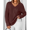 image:imageZESICA Womens Cable Knit Long Sleeve Oversized Sweaters Fall Pullover TopsBrown