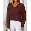 image:imageZESICA Womens Cable Knit Long Sleeve Oversized Sweaters Fall Pullover TopsBrown