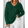 image:imageZESICA Womens Cable Knit Long Sleeve Oversized Sweaters Fall Pullover TopsDarkgreen