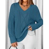 image:imageZESICA Womens Cable Knit Long Sleeve Oversized Sweaters Fall Pullover TopsDustyblue