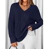 image:imageZESICA Womens Cable Knit Long Sleeve Oversized Sweaters Fall Pullover TopsNavy