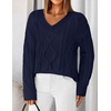 image:imageZESICA Womens Cable Knit Long Sleeve Oversized Sweaters Fall Pullover TopsNavy