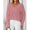 image:imageZESICA Womens Cable Knit Long Sleeve Oversized Sweaters Fall Pullover TopsPink