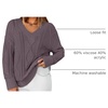 image:imageZESICA Womens Cable Knit Long Sleeve Oversized Sweaters Fall Pullover TopsPurple