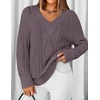 image:imageZESICA Womens Cable Knit Long Sleeve Oversized Sweaters Fall Pullover TopsPurple