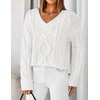 image:imageZESICA Womens Cable Knit Long Sleeve Oversized Sweaters Fall Pullover TopsWhite