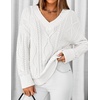 image:imageZESICA Womens Cable Knit Long Sleeve Oversized Sweaters Fall Pullover TopsWhite