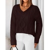 image:imageZESICA Womens Cable Knit Long Sleeve Oversized Sweaters Fall Pullover TopsWine