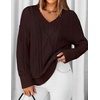 image:imageZESICA Womens Cable Knit Long Sleeve Oversized Sweaters Fall Pullover TopsWine