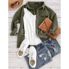 image:imageZESICA Womens Casual Long Sleeve Button Down Loose Shacket Jacket CoatArmygreen