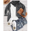 image:imageZESICA Womens Casual Long Sleeve Button Down Loose Shacket Jacket CoatDarkgrey