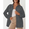 image:imageZESICA Womens Casual Long Sleeve Button Down Loose Shacket Jacket CoatDarkgrey