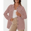 image:imageZESICA Womens Casual Long Sleeve Button Down Loose Shacket Jacket CoatDarkpink