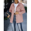 image:imageZESICA Womens Casual Long Sleeve Button Down Loose Shacket Jacket CoatDarkpink
