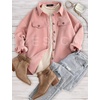 image:imageZESICA Womens Casual Long Sleeve Button Down Loose Shacket Jacket CoatDarkpink