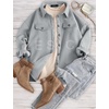 image:imageZESICA Womens Casual Long Sleeve Button Down Loose Shacket Jacket CoatLightgrey