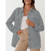 image:imageZESICA Womens Casual Long Sleeve Button Down Loose Shacket Jacket CoatLightgrey