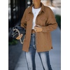 image:imageZESICA Womens Casual Long Sleeve Button Down Loose Shacket Jacket CoatTan