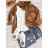 image:imageZESICA Womens Casual Long Sleeve Button Down Loose Shacket Jacket CoatTan