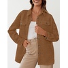 image:imageZESICA Womens Casual Long Sleeve Button Down Loose Shacket Jacket CoatTan