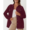 image:imageZESICA Womens Casual Long Sleeve Button Down Loose Shacket Jacket CoatWine