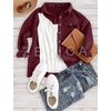 image:imageZESICA Womens Casual Long Sleeve Button Down Loose Shacket Jacket CoatWine