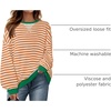 image:imageZESICA Womens Casual Striped Pullover Tops Long Sleeve Shirts Crewneck Oversized Sweatshirts Spring ClothesOrangeMedium