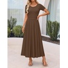 image:imageZESICA Womens Casual Summer 2026 Short Sleeve Maxi DressCoffee