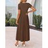 image:imageZESICA Womens Casual Summer 2026 Short Sleeve Maxi DressCoffee