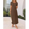 image:imageZESICA Womens Casual Summer 2026 Short Sleeve Maxi DressCoffee