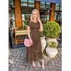 image:imageZESICA Womens Casual Summer 2026 Short Sleeve Maxi DressCoffee