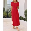 image:imageZESICA Womens Casual Summer 2026 Short Sleeve Maxi DressRed