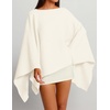 image:imageZESICA Womens Fall Batwing Oversized Knitted Shawls Poncho SweatersBeige