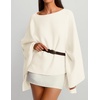 image:imageZESICA Womens Fall Batwing Oversized Knitted Shawls Poncho SweatersBeige